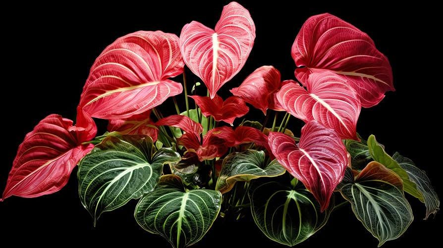 Crimson Sky Caladium Bulbs for Planting Set of 6 Tropical Foliage Bulbs