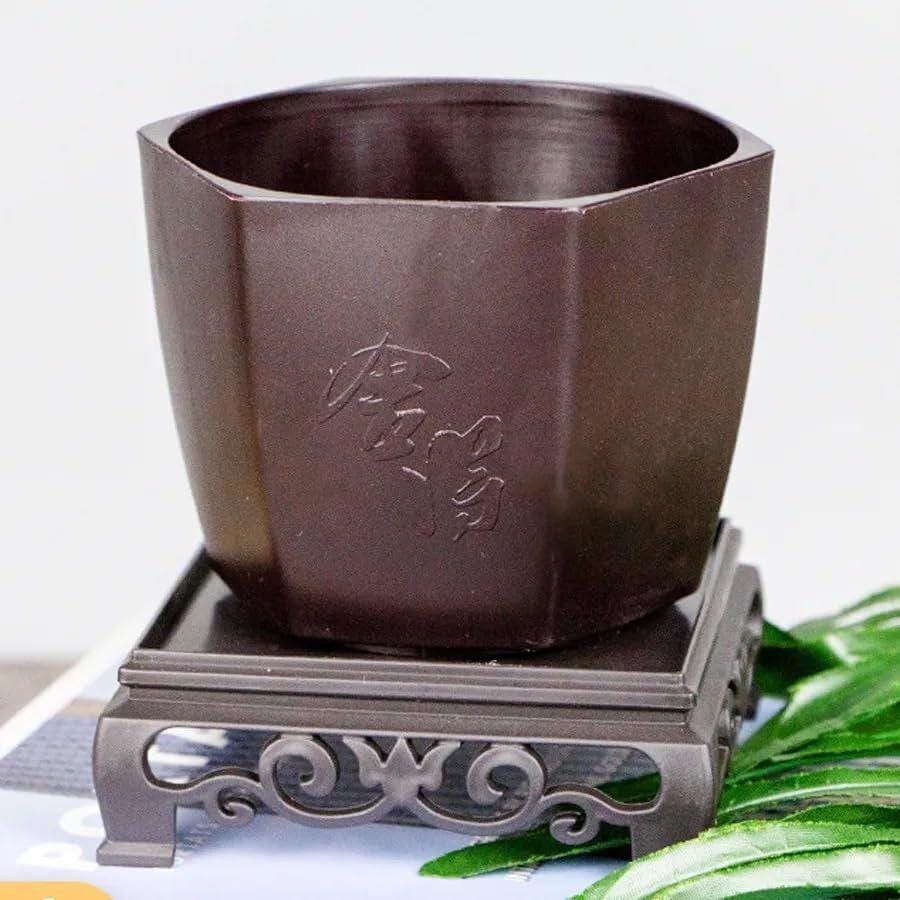 Hexagon Bonsai Pot with Raised Tray